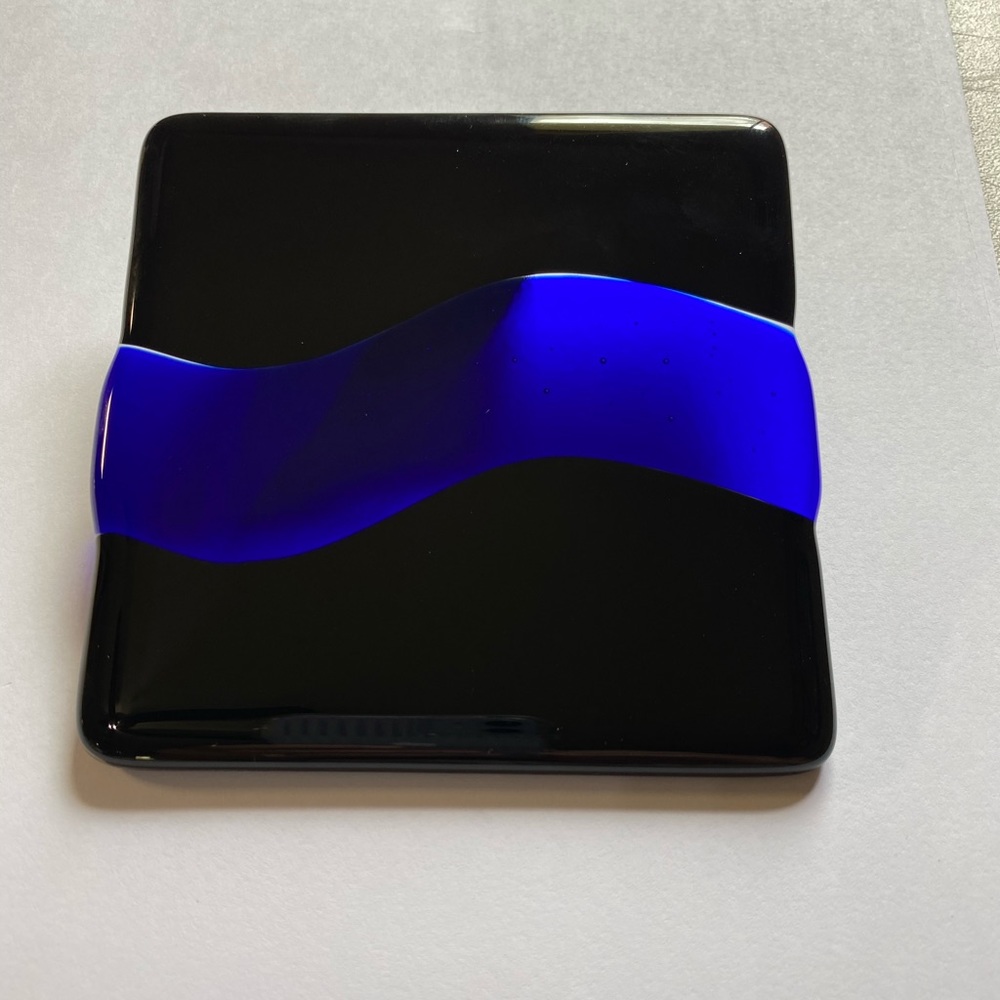 Handmade Blueline Glass Coaster
